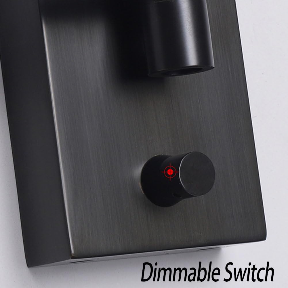Schwenkbare Wandleuchte Dimmbar mit Schalter Lampe Wand 350° Verstellbarem Arm Wandlampen Innen Vintage Wandstrahler Gelenkarm Wandmontage Nachttischlampe Wand Leselampe Retro für Wohnzimmer