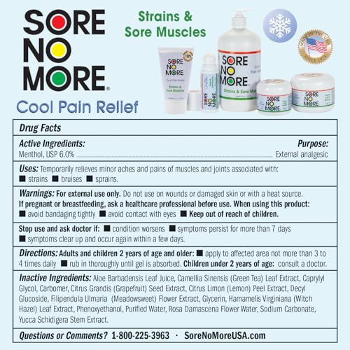 Image of Sore No More Cool Relieving Gel for Aches & Pains in Muscles & Joints associated with Strains, Bruises & Sprains | Absorbs Quickly with a Refreshing Lemon Aroma | 3 oz Roll-On