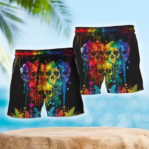 LGBT Pride Mens Swim Trunks - Rainbow Pride Hawaiian Mens Swim Short Beach Shorts TU-SH-322