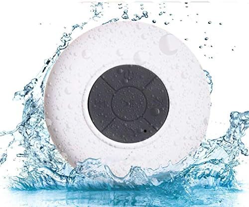 Pokanic HD Water Resistant Bluetooth Shower Speaker, Waterproof Handsfree Portable Speakerphone Built-in Mic Control Buttons Suction Cup (WHITE)