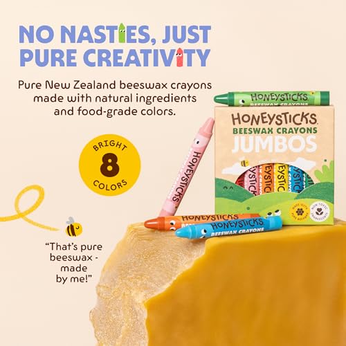 Honeysticks Jumbo Crayons (8 Pack) - Non Toxic Crayons, 100% Pure Beeswax by Honeysticks - Image 2