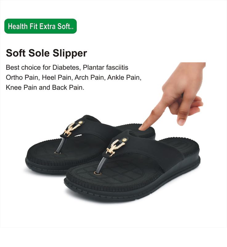 Image of HEALTH FIT Diabetic & Orthopedic with Super Extra Soft Ortho Care Anti-Skid Doubleu Flip-Flops for women Slippers /Doctor Chappal & Footwear HF329