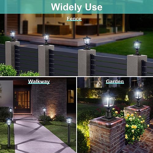 Greluna PL007 Solar Post Lights, 6000K Dusk To Dawn Solar Lamp Post Light With Pier Mount Base, Solar Post Lights Outdoor Waterproof thumb #6