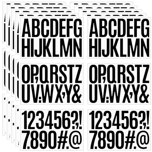 YNHAY 480 Pcs Waterproof 3 Vinyl Alphabet & Number Stickers - Self-Adhesive for Mailboxes Windows Doors Signs Vehicles & More Black