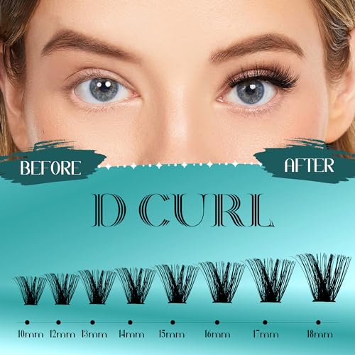 GEMERRY Individual Eyelashes 60D+80D Curl Cluster Lashes Natural Eyelash Extension 280pcs Mixed Tray Reusable Handmade Home Application (60D+80D-0.07D-10-18MIX) - Image 4