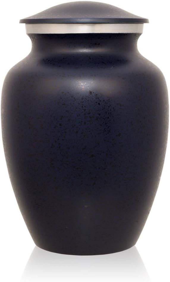 Classic Alloy Cremation Urn - Medium - Holds Up to 85 Cubic Inches of Ashes - Sapphire Blue Metal Urns for Ashes