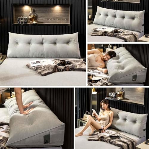 WNRLL Kissen Bett Rückenkissen Lesekissen für Bett Und Sofa Dreieckiges Rückenlehne Kissen Mit Tasche Lang Keilkissen Rückenlehne Ückenpolster,04,60x50x20cm/24x20x8in