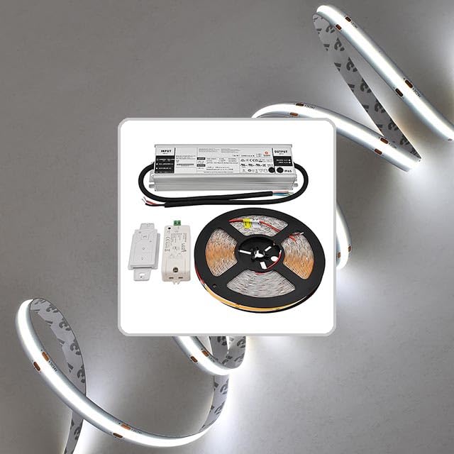 Tira LED flexible 32.8 pies 4800 LEDs blanca 6000K kit miniatura 1
