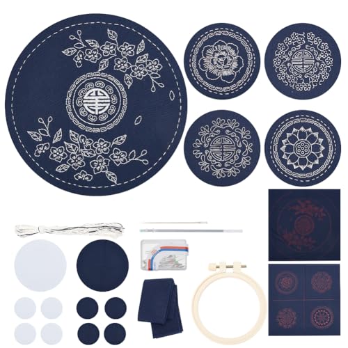Image of WEBEEDY Sashiko Kit - DIY Tea Mat & Coaster Set With Thread & Needles for Beginners