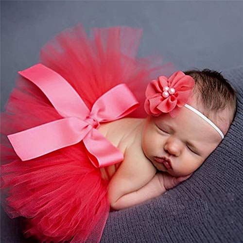 Image secondaire de Nouveau-né Tutu Vêtements Jupe Coiffe Fleur Photo Photographie Prop Outfit, Rouge