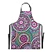 ALALAL Delantales de cocina de Chef geométricos con diseño de mandala antiguo para hombres, delantal de artista ajustable de 88x68 cm, delantal de zapatero de gotas de agua para hombres y mujeres