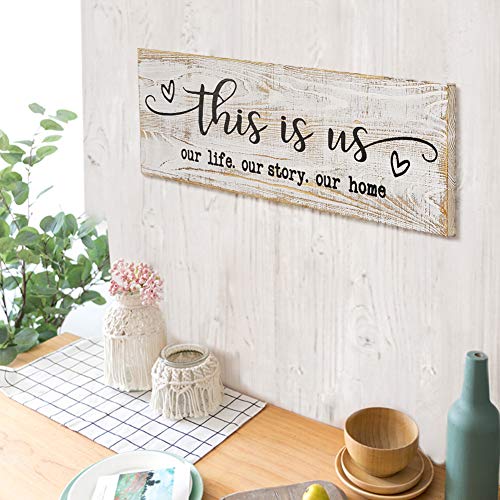 Chicvita Rustic Wood Wall Sign This Is Us Printed Farmhouse Wall Decor For Living Room Bedroom Entryway Kitchen 16 5 X 5 5 White Buy Online In Aruba At Aruba Desertcart Com Productid 173716014