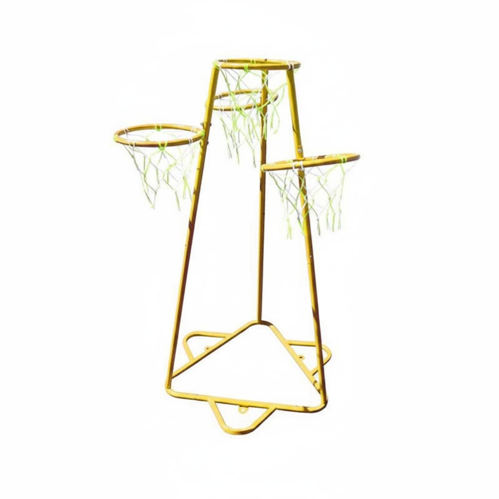 Canestro da Basket per Bambini Struttura Allenamento Basket Porta Canestro con Acciaio Zincato Punti di per Esercizi E Divertimento Stabile con Base, Giallo