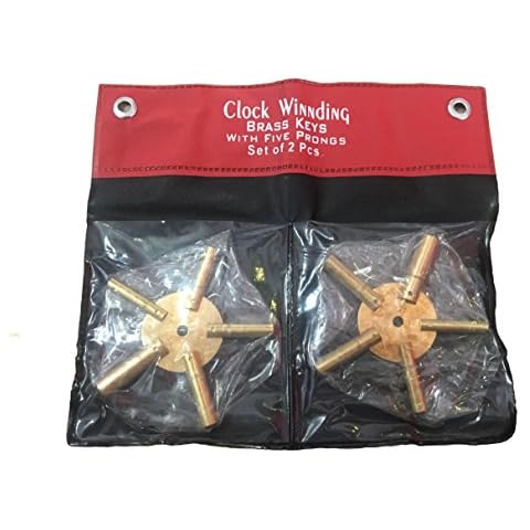 2pc Universal 5 Prong Brass Clock Key for Winding Clock, ODD & Even with Cover from Brass Blessing (5192) Cover