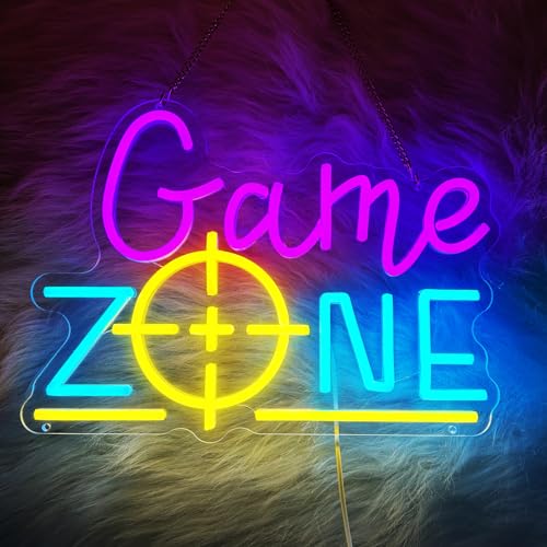 Image of Game Zone Neon Signs, Game Zone Wall Light with Adjustable Brightness & Scope Design, USB Powered LED Wall Light for Gaming Room Decor, Gamer Gift for Teen Boys(14.7''x10.7'')