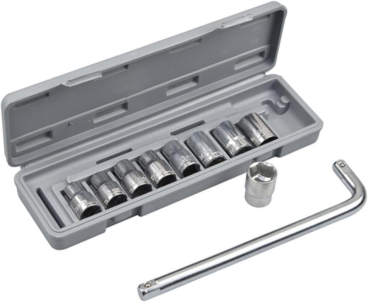 10Pcs Socket Set, Ratchet Socket Combination, Wrench Socket Tool Box, Car Portable Tool Set, Auto Repair Tools, Car Tire Tools