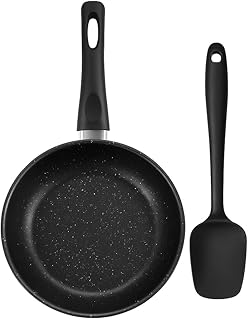 Kit frigideira antiaderente para indução 18cm preta + espátula de si
