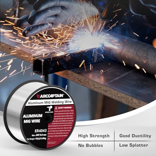 Image of ARCCAPTAIN Silicon Aluminum Welding Wire ER4043 .030 inch Mig Welding Wire, 1 Pound Spool (Pack of 2)
