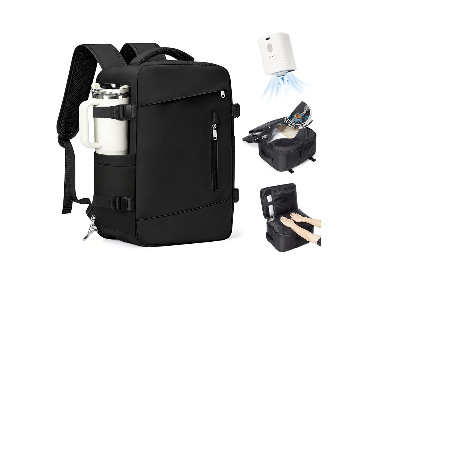 SZLX Zaino Ryanair 40x30x20 Sottovuoto con Pompa Zaino Ryanair 40x20x25 Donna Zaino da Viaggio Wizzair Bagaglio a Mano Uomo per Laptop da 14 Pollici Borse da Cabina 45x36x20 Easyjet con Porta Scarpe