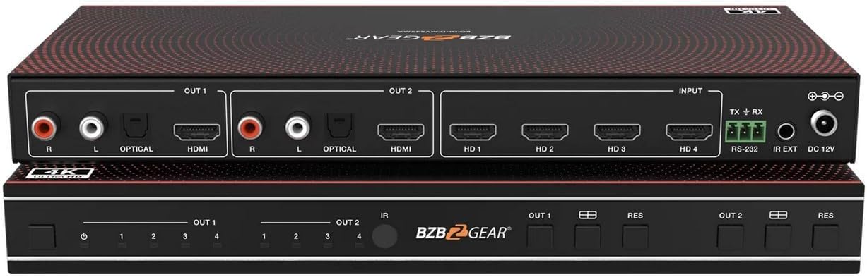 4x2 4K UHD HDMI Seamless Switcher/Quad MultiViewer with Audio De-Embedding
