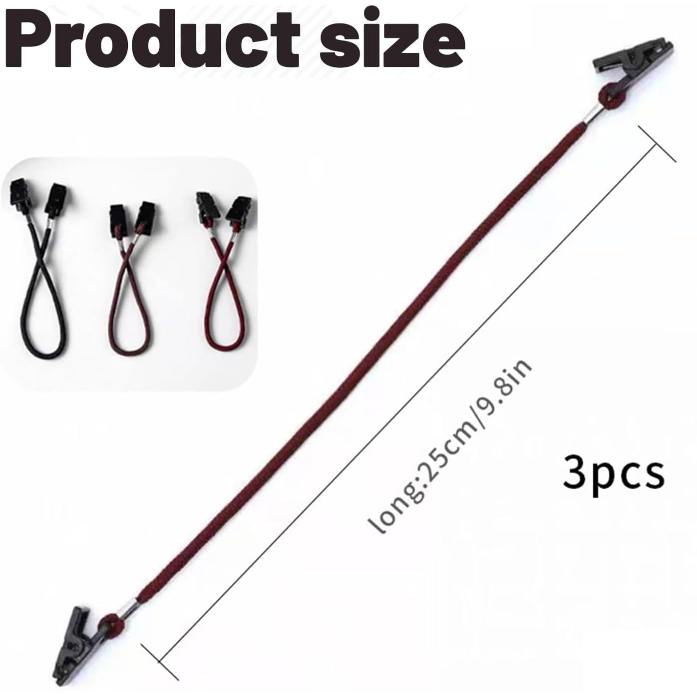 Clip retenedor de sombrero, 3 unidades 26 cm, resistente al viento, para escalada, pesca, camping