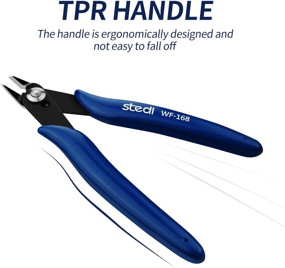 stedi 5 Inch Wire Cutters, Precision, Strongest and Sharpest Micro Shear Flush Cutter, Lightweight Micro Wire Cutter Ideal for Electronics, Aluminum Jewelry and narrow areas, Blue