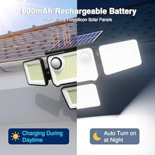 SZPOWER 4500LM Solar Lights Outdoor Waterproof, 254 LED Solar Flood Lights Outdoor with 2 Motion Sensor, 4 Heads Security Light with Remote Control for Yard Outside House Garage 2 Pack