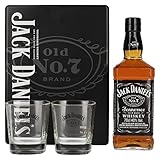Perfekt als Geschenk Jack Daniel\'s Tennessee Whiskey 40% Vol. 0,7l in Tinbox mit Rocking Gläsern