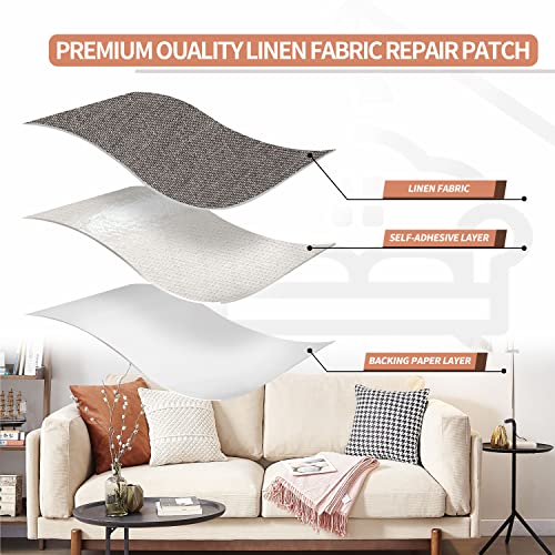 Fine Linen Repair Patches, Self-Adhesive Linen Fabric Patches, 12X40 Inch Extra Size, Multi Color, Can Be Used For Linen Sofa Repair And Linen Clothes Repair(12" X 40",Cream-Gray) #TOP2