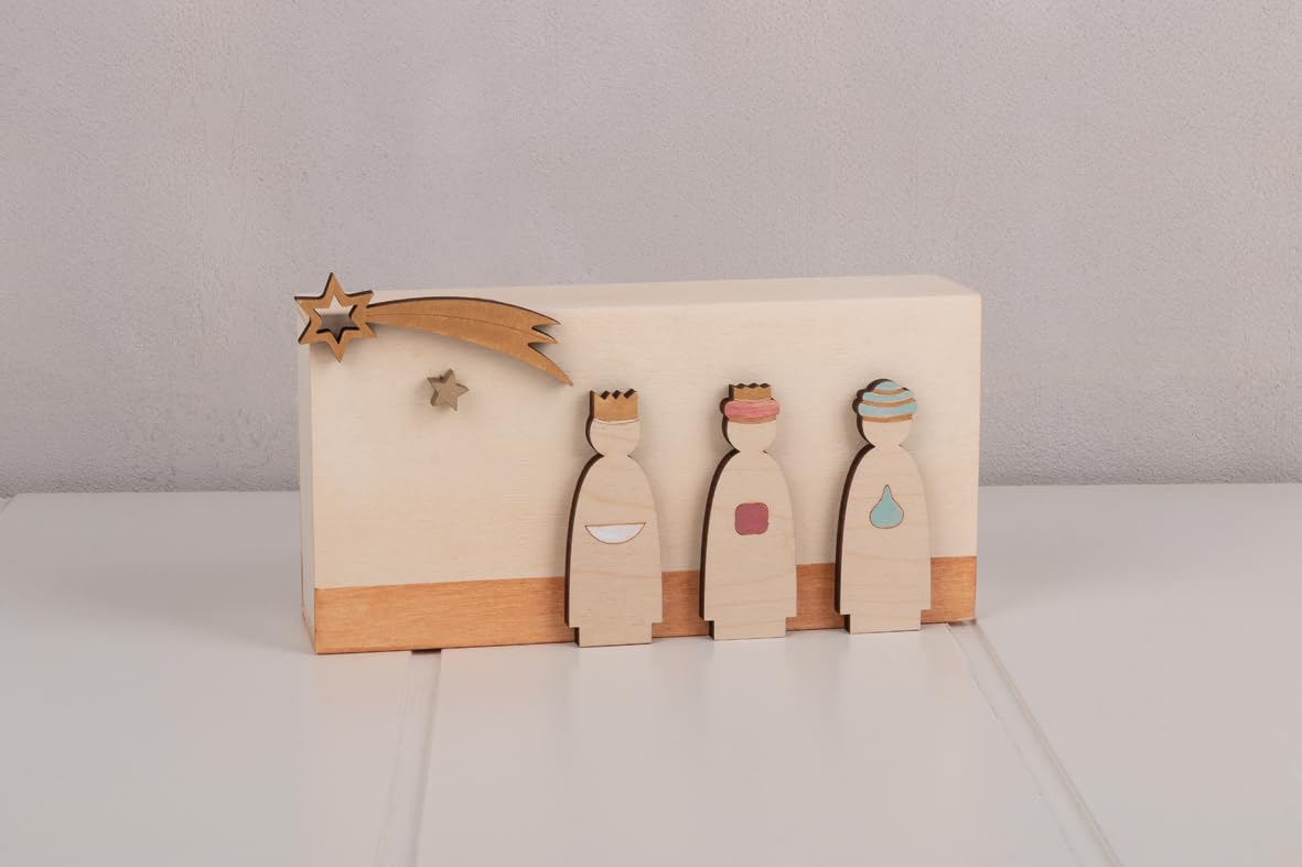 Rayher Santons en bois p. crèche de noël 3D 1-7,5cm, 6mm 12pc nature, 64538505