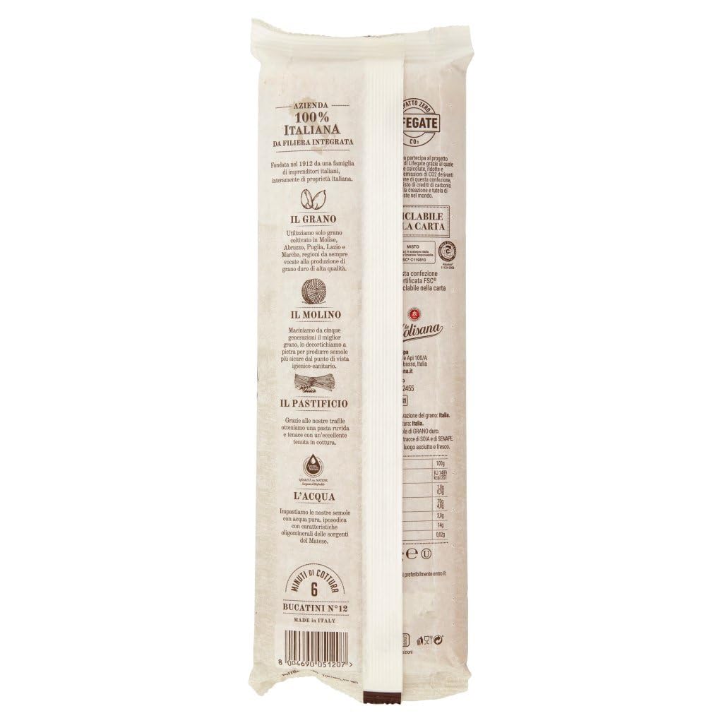La Molisana Bucatini N. 12 Pasta Lenta Lavorazione 500g + Italian Gourmet Polpa 400g