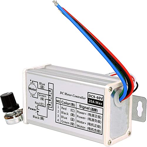 Image of PWM DC Motor Speed Controller, Brush Motor Driver Controls Module DC 9V-60V 12V 24V 36V 48V 60V Motor Pulse Width Modulator Regulator 20A 1200W PWM Monitor Dimmer Governor