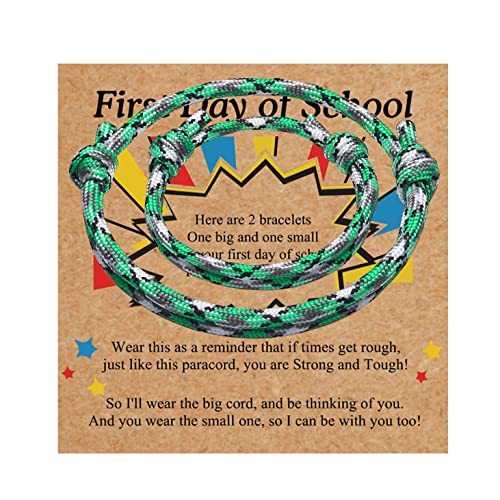 Image of First Day Of School Bracelet, Matching Mommy And Me Mother Son Daughter Paracord Back To School Bracelets Wish Gift for Mom Boys Dad Girls Jewelry