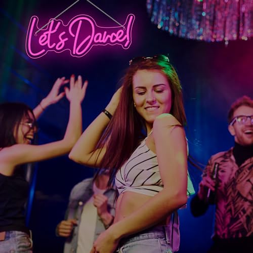 Image of Wanxing Let's Danced Neon Signs Let's Dance Neon Light Up Sign Pink Led Word Light Sign Neon Sign Wedding for Dancing Party,Bar Accessories,Valentines' Day,Birthday Party