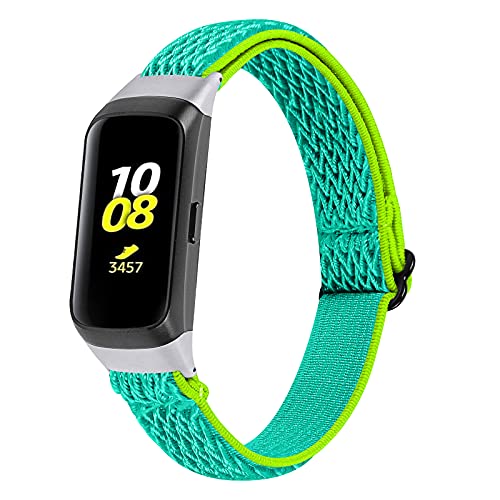 Fit for Samsung Galaxy Fit SM-R370 Bands Women Men, Stretch Adjustable Elastic Nylon Bracelet Strap Replacement Watch Band Wristbands for Samsung Galaxy Fit Fitness Tracker (Fluorescent)