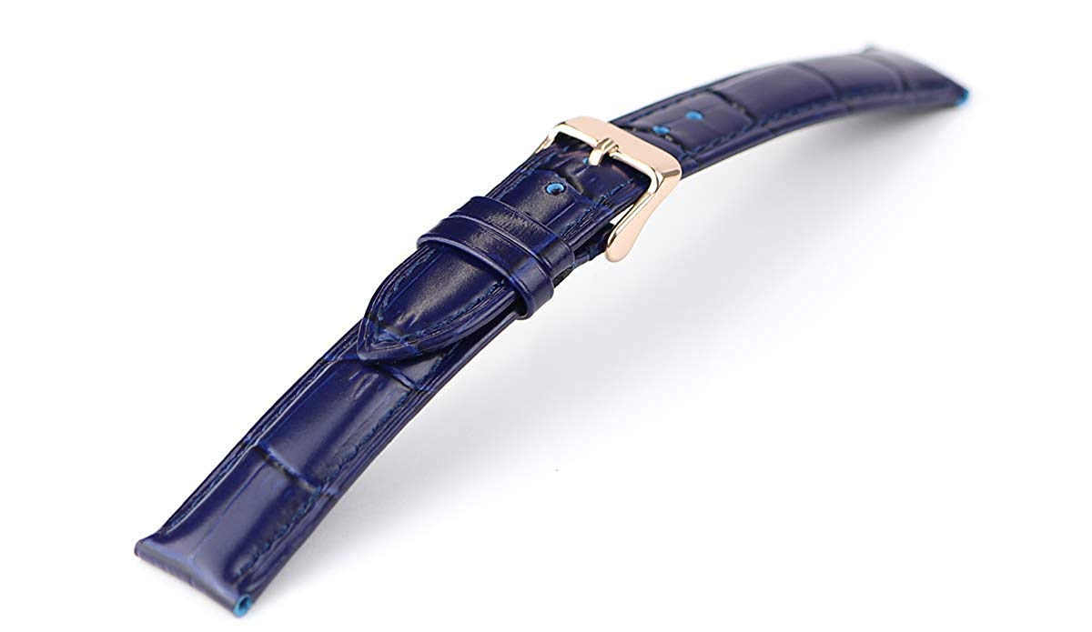 Amazon | 腕時計 レザー ベルト 18mm ネイビー 紺 クロコダイル型押し