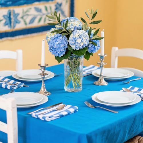 Nappe plastique bleu poussiéreux jetable contre les taches Lot de 12 nappes de banquet - 7