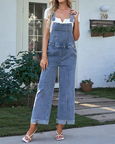 Vetinee Womens Overalls Baggy Jumpsuit Casual Jeans Overalls Women Oversized Overalls For Women Wide Leg Denim Jumpsuit Soft Sky Blue Size Small Size 4 Size 6 thumb #7