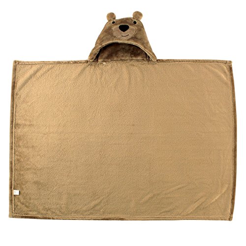 Image of Hudson Baby Unisex Baby and Toddler Hooded Animal Face Plush Blanket, Bear, One Size