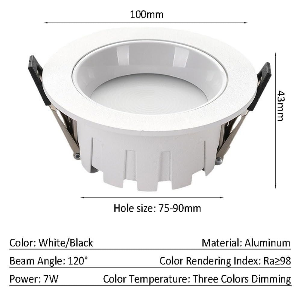 4 Sztuki Ultracienkich Wpuszczanych Lamp Sufitowych Led Z Możliwością Wyboru Koloru Czarnego I Białego, Ściemnianymi Diodami Led W 3 Barwach, Listwą Maskującą, Lampkami Led W Puszkach, W Kolorze Czar