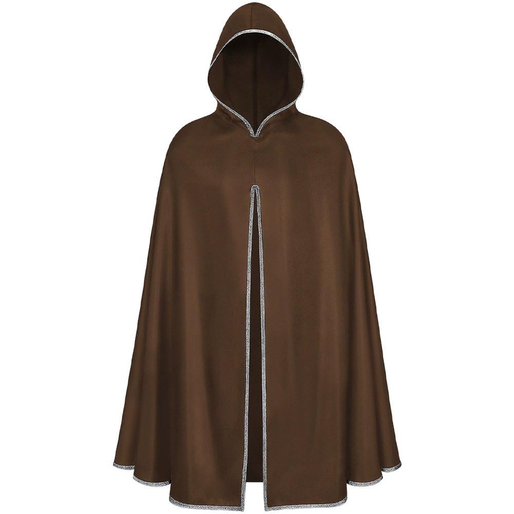 Casiler Medieval Cloak Hooded Medieval Cloak Cape, Renaissance Victorian Costume Accessory for Men Women Halloween Party