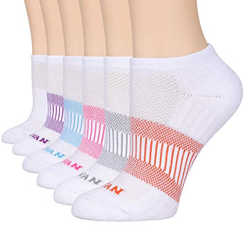 COOVAN Women's Athletic Ankle Socks Low Cut Breathable Cushion Sports Socks 6 Pairs