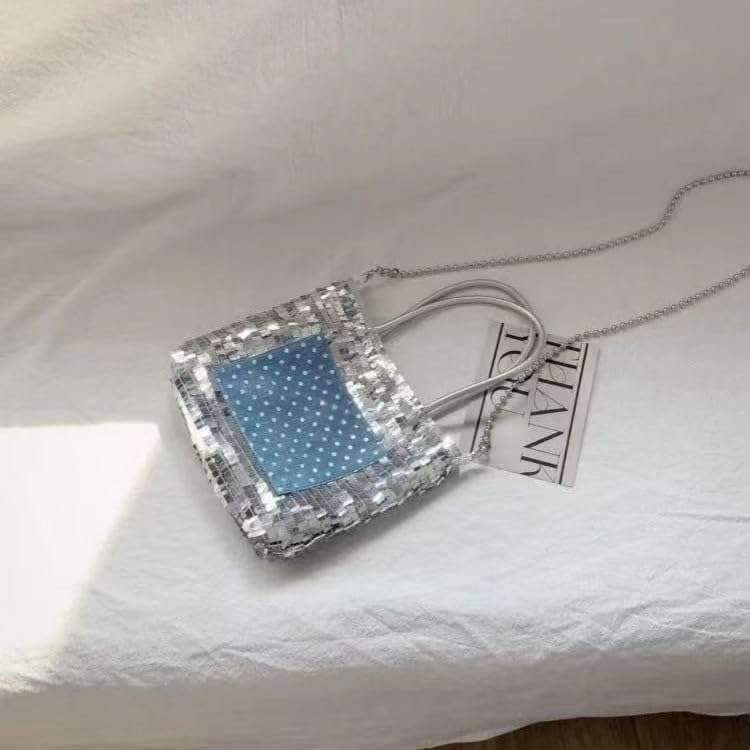 Stylish Summer Sequin Shoulder Bag for Women - Versatile Crossbody & Handheld Design(Blue)2