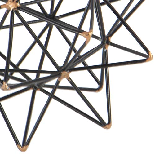 Deco 79 Metal Geometric Sculpture With Gold Accents, 7" X 7" X 7", Black #TOP2
