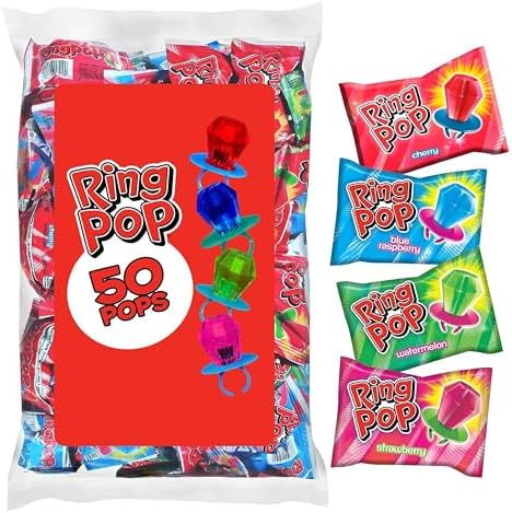 Ring Pop Lollipops - Bulk Candy Individually Wrapped Suckers Variety