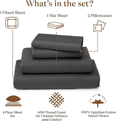 Miniatura 9 de Juego de sábanas cortas para caravanas de 72 x 75 pulgadas, 100% algodón egipcio, 600 hilos, 4 piezas de tejido satinado, sábanas de bolsillo