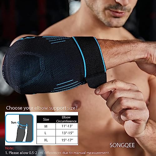 SONGQEE Elbow Support for Men Tennis Support Strap Brace Compression Sleeves for Weightlifting Gym, Sports Protection - Image 3