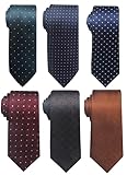 Passabin Tie For Men Necktie Woven Jacquard Neck Ties Set 6 PCS (Dark Dot)