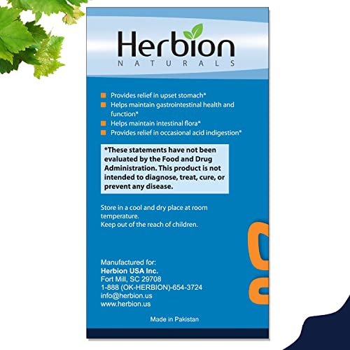 Herbion Naturals Gastro-intestinal Support Herbal Blend for Upset Stomach Relief, Gastrointestinal Health and Function, Occasional Acid Indigestion, Healthy Intestinal Flora, 60 Vegicaps - Image 4