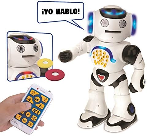 Lexibook Powerman – Mi robot interactivo para aprender y jugar, per imparare e giocare, para niños – baila, reproduce música cuenta chistes, lee cuentos, dispara discos – ROB50ES